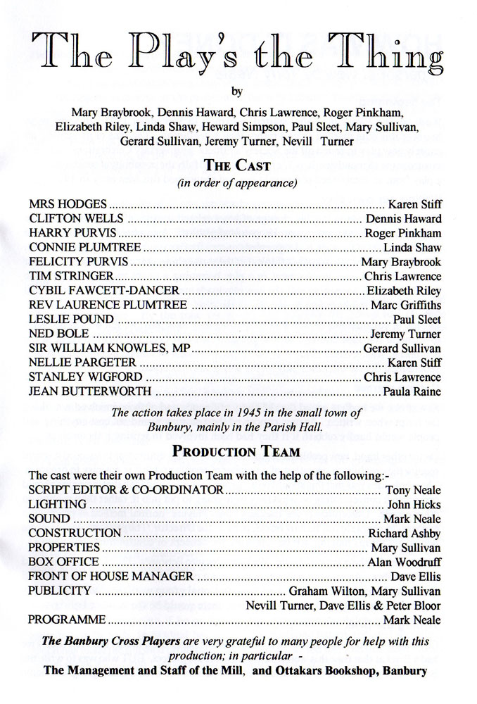 The Play's the Thing cast