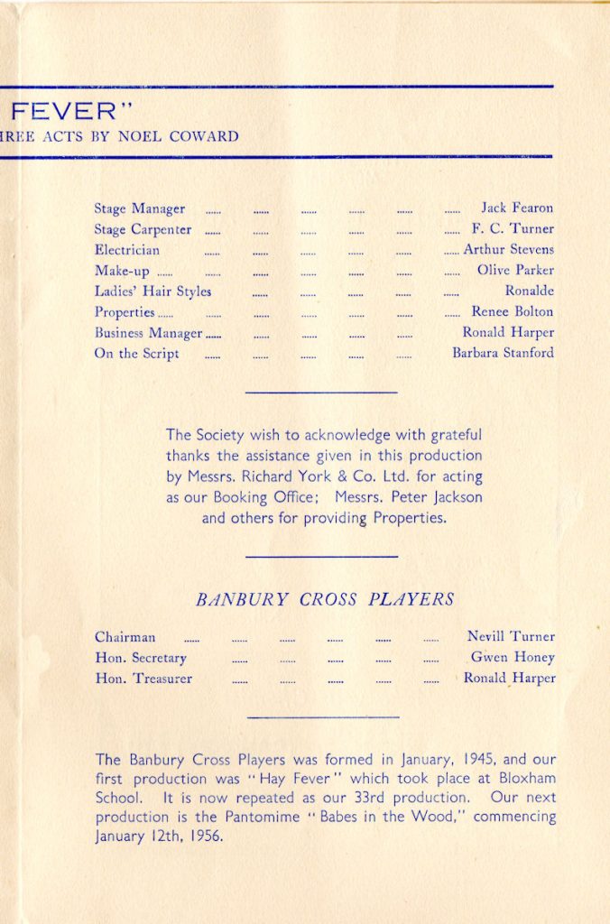 Hay Fever 1955 Programme 4